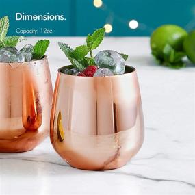 img 1 attached to 🍷 VonShef Copper Stemless Wine Glasses, Stainless Steel Tumbler 12oz - Set of 4 Double Wall Insulated Wine Tumblers with Gift Box