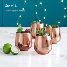 img 3 attached to 🍷 VonShef Copper Stemless Wine Glasses, Stainless Steel Tumbler 12oz - Set of 4 Double Wall Insulated Wine Tumblers with Gift Box