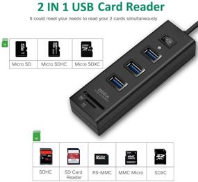 img 2 attached to 🔌 Zedela USB 3.0 Hub with SD Card Reader - 3 Port USB 3.0 Adapter + SD/TF/Micro SD Card Reader - 5Gbps SD to USB Adapter for Computer (Windows, iMac, MacBook Pro/Air, IdeaPad) with Power Switch