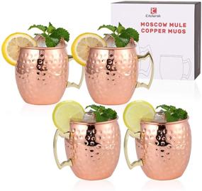 img 4 attached to 🍺 Kitcherish Set of 4 Moscow Mule Mugs - Large 18 oz Size [Gift Set] | Hammered Copper Mugs with Stainless Steel Lining | Pure Copper Plating Cups featuring Gold Brass Handles | Ideal for Cold Drinks (copper mug set of 4)