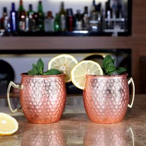 img 3 attached to 🍺 Kitcherish Set of 4 Moscow Mule Mugs - Large 18 oz Size [Gift Set] | Hammered Copper Mugs with Stainless Steel Lining | Pure Copper Plating Cups featuring Gold Brass Handles | Ideal for Cold Drinks (copper mug set of 4)