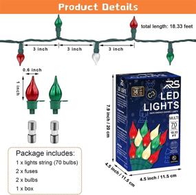 img 3 attached to 🎄 Ruisita Christmas LED String Lights: 18.33ft 70 LEDs UL Certified Mini Bulbs for Festive Indoor & Outdoor Decor - Red, Green, and White