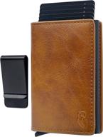 📇 streamlined leather credit card sleeve with aluminum ejector logo
