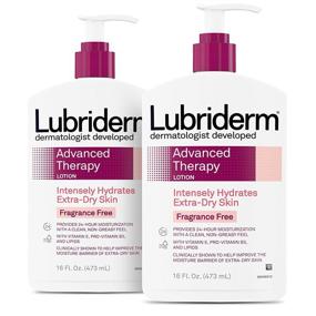 img 4 attached to 🧴 Осветляющий лосьон Lubriderm Advanced Therapy без запаха - 16 унц, Интенсивное увлажнение для очень сухой кожи, витамины Е и провитамин В5, Не жирная формула