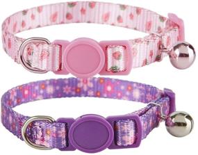 img 4 attached to 😺 YUDOTE Adjustable Breakaway Cat Collar with Bell, 2 Pack of Cute Kitty Safety Collars - Blue, Purple & Pink