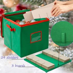 img 2 attached to 🎄 Lulu Home 600D Oxford Fabric Christmas Ornament Storage Container - 4 Layered Boxes Stores Up to 64 Ornaments, Green