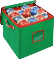 🎄 lulu home 600d oxford fabric christmas ornament storage container - 4 layered boxes stores up to 64 ornaments, green logo