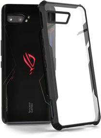 img 4 attached to Armor Shockproof Case with TPU Frame and Built-in Dust Cover for ASUS ROG Phone 2 - Clear PC Back, Air Trigger Compatible (Case Only)