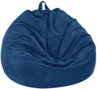 darkblue sanmadrola stuffed animal storage bean bag chair cover (no beans) for kids and adults - premium corduroy stuffable beanbag, organize children plush toys or memory foam, large 300l logo