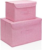 📦 foldable storage box set - 2 storage boxes, bins with lids - ideal for home office, toys, clothes, paper & books - pink logo