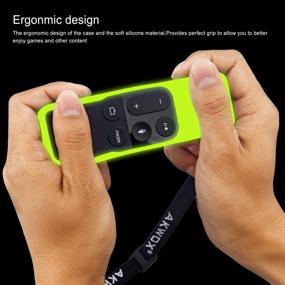 img 2 attached to [Nightglow Green] Akwox Silicone Case with Lanyard for Apple TV 4K / 4th Gen Remote - Anti Slip & Shock Proof (Not for New Apple 4K TV Series 6th Gen 2021)