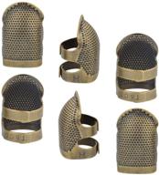 yolyoo 6pcs copper finger protector: adjustable fingertip thimbles for sewing, embroidery & needlework, medium size logo