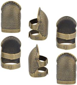 img 4 attached to Yolyoo 6pcs Copper Finger Protector: Adjustable Fingertip Thimbles for Sewing, Embroidery & Needlework, Medium Size