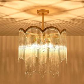 img 4 attached to YYJLX4-Light Modern Large Crystal Chandelier: Elegant Gold Ceiling Lamp for Dining Room, Living Room, and More