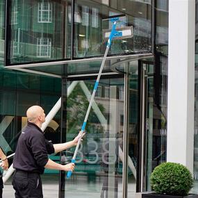 img 2 attached to 🧽 Extendable Squeegee Window Cleaner with Microfiber Scrubber & Spray Head - 58" Long Extension Pole for High Windows and Outdoor Glass Washing - Shower Cleaning Kit by SCRUBIT