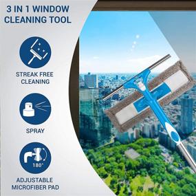 img 3 attached to 🧽 Extendable Squeegee Window Cleaner with Microfiber Scrubber & Spray Head - 58" Long Extension Pole for High Windows and Outdoor Glass Washing - Shower Cleaning Kit by SCRUBIT