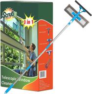 🧽 extendable squeegee window cleaner with microfiber scrubber & spray head - 58" long extension pole for high windows and outdoor glass washing - shower cleaning kit by scrubit logo