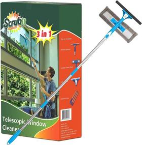 img 4 attached to 🧽 Extendable Squeegee Window Cleaner with Microfiber Scrubber & Spray Head - 58" Long Extension Pole for High Windows and Outdoor Glass Washing - Shower Cleaning Kit by SCRUBIT