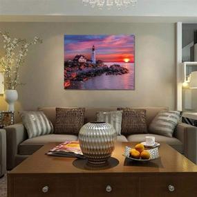img 2 attached to 🖼️ SKRYUIE Full Drill 5D Diamond Painting Kit - Sunset Reef Lighthouse DIY Rhinestone Art Craft Set - Decorate with Sparkling Gems - 30x40cm