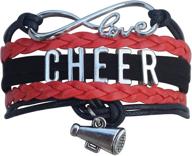 🎀 cheer charm bracelet: exclusive infinity love design, adjustable cheerleading jewelry in team colors for cheerleaders logo