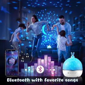 img 2 attached to Одна ночная лампа One Fire для детской комнаты - Bluetooth музыкальный проектор со звездами и пультом таймера - 360-градусная вращающаяся ночная лампа для детей - 7 фильмов проектора со звездами для малышей - идеальный подарок для девочек