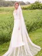 elegant aukmla 1 tier bride wedding veil - long cathedral length bridal tulle with comb - white - 25.6/33.5 inch logo