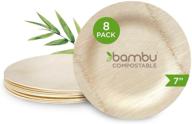 🍽️ bambu eco-friendly plates - 7 inch, pack of 8 - ideal for parties, weddings, events, and picnics - biodegradable, compostable, and disposable logo