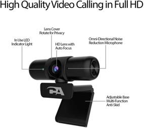 img 2 attached to 📷 1080p HD Auto-Focus USB Webcam with Microphone - CA Essential Webcam 1080HD-AF. Perfect for Desktops and Notebooks. Features Light Correction and Omni-Directional Microphone (WC-2000)