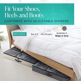 img 3 attached to 👠 Woffit Ultimate Under Bed Storage Organizer – Adjustable Dividers for Shoes, Boots, Heels & Accessories - Set of 2 Underbed Organizers Fit 24 Pairs of Kids, Men & Women Shoes