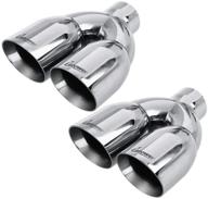 🔼 set of 2 upower dual exhaust tips tailpipe 2.5" inlet 3.5" outlet 9.5" length – polished stainless steel – 1.2mm double wall slant edge logo