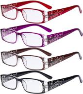 stylish eyekepper 4 pack ladies laser pattern reading glasses with crystals - elegant floral design for women reading +1.00 logo