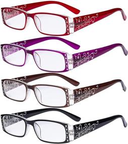 img 4 attached to Stylish Eyekepper 4 Pack Ladies Laser Pattern Reading Glasses with Crystals - Elegant Floral Design for Women Reading +1.00