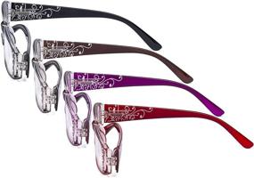 img 2 attached to Stylish Eyekepper 4 Pack Ladies Laser Pattern Reading Glasses with Crystals - Elegant Floral Design for Women Reading +1.00