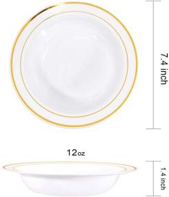 img 2 attached to 🥂 Premium 400-Piece Gold Plastic Dinnerware Set for Weddings & Parties - Plates, Cutlery, Cups, Bowls, and Napkins