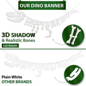 img 2 attached to 🦖 Premium 3D Dinosaur Happy Birthday Banner – Dinosaur Party Supplies Decorations – Realistic T-Rex Raptor Design with 3D Shading – NEW 2020 Release, Large Size and Pre-assembled