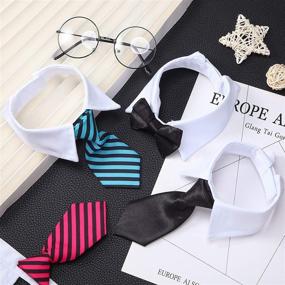 img 3 attached to 🐶 Stylish 4-Piece Adjustable Pets Dog Cat Bow Tie Set with Formal Tuxedo Costume Necktie Collar Stripes for Small Dogs Cats (S)