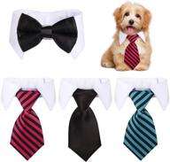 🐶 stylish 4-piece adjustable pets dog cat bow tie set with formal tuxedo costume necktie collar stripes for small dogs cats (s) logo