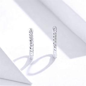 img 2 attached to 💎 Sparkling Sterling Silver Twisted Rope Hoop Earrings - Dainty 13mm Mini Circle Huggie Earrings for Women & Girls