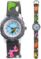 venhoo kids watches: cute 3d cartoon waterproof silicone wrist watch for boys - gray dinosaur logo