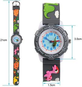 img 2 attached to Venhoo Kids Watches: Cute 3D Cartoon Waterproof Silicone Wrist Watch for Boys - Gray Dinosaur