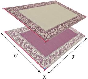 img 2 attached to 🏕️ 6x9 Reversible RV Outdoor Mat in Burgundy and Beige – Ultimate Stylish Camping Patio Mat RD5