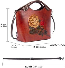 img 2 attached to 👜 Genuine Leather Handbag for Women - Retro Style Satchel with Matching Wallet