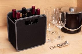 img 1 attached to MeyLiving Collapsible 6-Bottle Wine Carrier/Storage: Ideal Liquor, Picnic & Hostess Gift - 7.1x10.4x10.8inches, 1-Pack, Lava Black