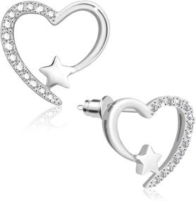 img 4 attached to 💎 Stunning Sterling Silver Heart Earrings: Hypoallergenic CZ Studs for Girls & Women