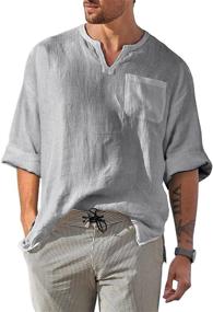 img 4 attached to 👕 Casual Sleeve Men's Clothing - Bbalizko Cotton Henley