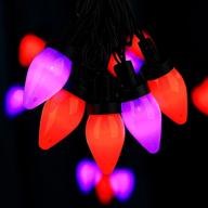 🎃 c7 bulbs battery operated halloween string lights with timer - purple orange 50 led 24ft string lights - fairy lighting for outdoor, indoor, garden, yard, party, home, wreath, garland логотип