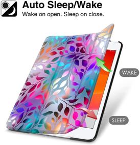 img 2 attached to 📱 Hepix iPad Cover - 10.2 inch iPad 9th 8th 7th Generation Case 2021 2020 2019 with Pencil Holder, Frosted Colorful Leaf Design, Shockproof Protective Cover, Auto Sleep/Wake - Compatible with A2270 A2428 A2429 A2197 A2198 A2200