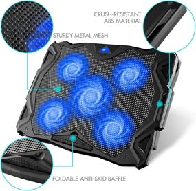 img 2 attached to 🔵 Havit Laptop Cooling Pad - Quiet Cooler with 5 Fans, 2 USB Ports - Portable Stand with LED Light for 14-17 Inch Laptop (Blue)