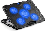 🔵 havit laptop cooling pad - quiet cooler with 5 fans, 2 usb ports - portable stand with led light for 14-17 inch laptop (blue) logo
