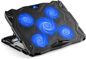 img 4 attached to 🔵 Havit Laptop Cooling Pad - Quiet Cooler with 5 Fans, 2 USB Ports - Portable Stand with LED Light for 14-17 Inch Laptop (Blue)